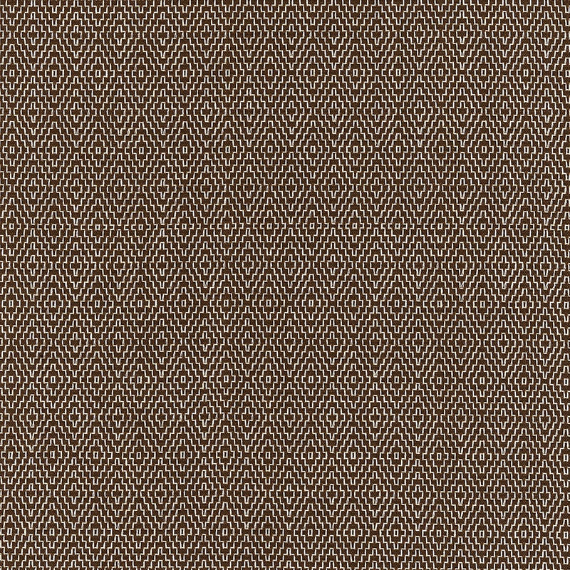 Chocolate brown woven fabric with a diamond pattern; geometric textile suitable for upholstery or decor.