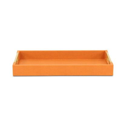 16" Orange And Gold Faux Shagreen Handmade Serving Tray With Handles