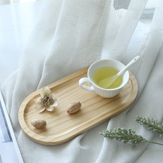 12" Natural Solid Wood Handmade Oval Vanity Tray