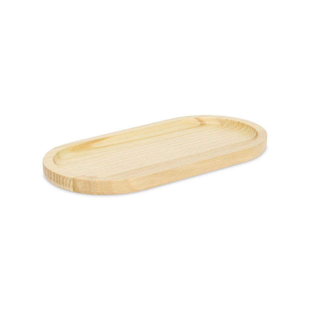 12" Natural Solid Wood Handmade Oval Vanity Tray