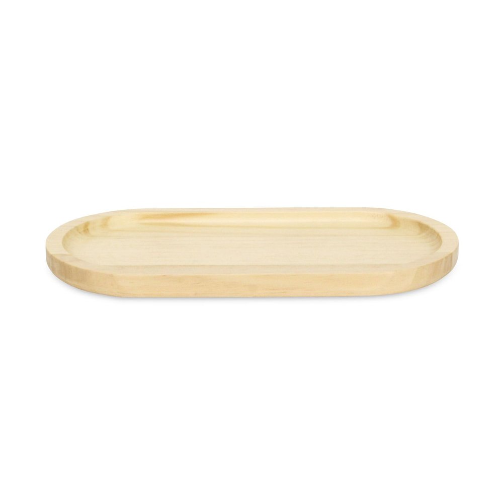 12" Natural Solid Wood Handmade Oval Vanity Tray