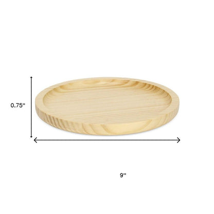 9" Natural Solid Wood Handmade Round Vanity Tray
