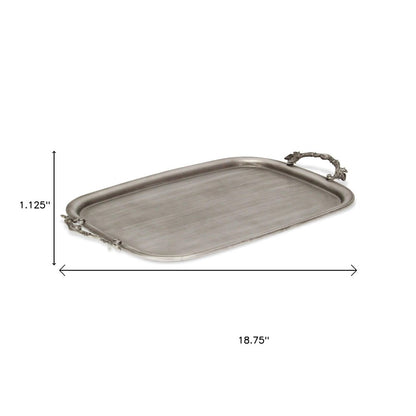 19" Silver Cast Iron Handmade Vanity Tray With Handles