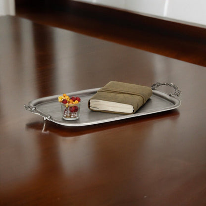 19" Silver Cast Iron Handmade Vanity Tray With Handles