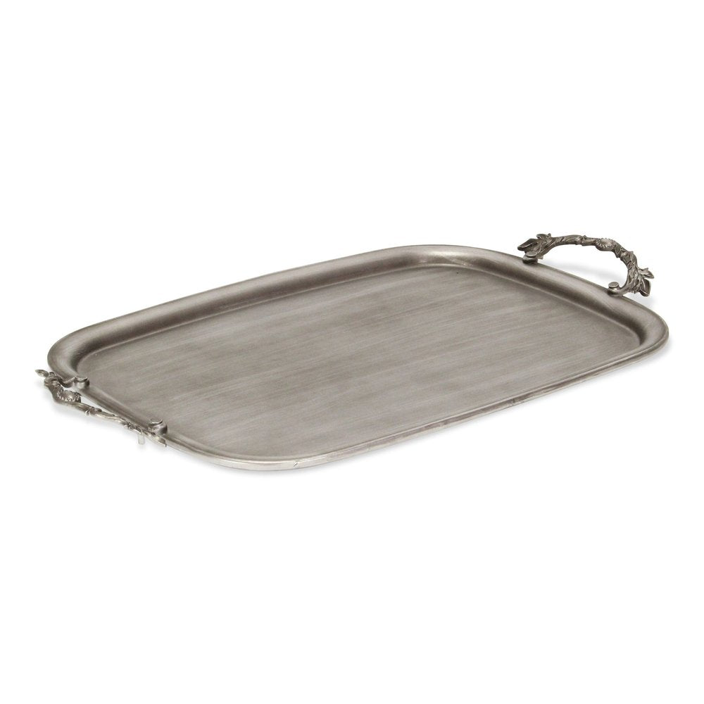19" Silver Cast Iron Handmade Vanity Tray With Handles