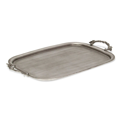 19" Silver Cast Iron Handmade Vanity Tray With Handles