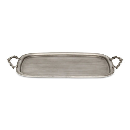 19" Silver Cast Iron Handmade Vanity Tray With Handles