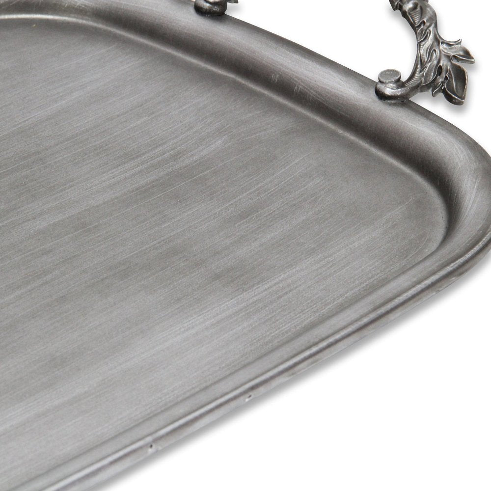 19" Silver Cast Iron Handmade Vanity Tray With Handles