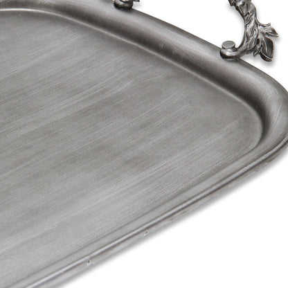 19" Silver Cast Iron Handmade Vanity Tray With Handles