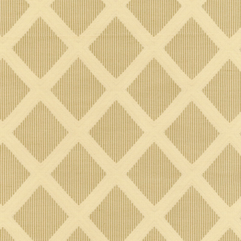 Cream & tan striped diamond lattice pattern on textured fabric.
