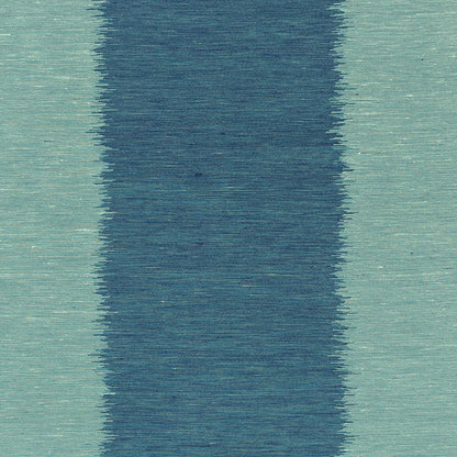 Indigo central vertical stripe with teal gradient borders on a teal-green field; modern textile pattern for fabric