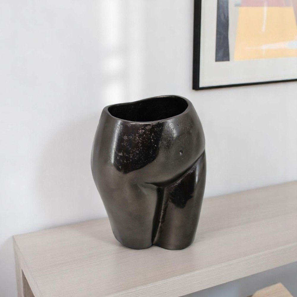 8" Antiqued Bronze Cast Aluminum Female Form Table Vase