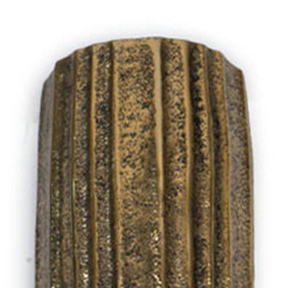 18" Antiqued Gold Ribbed Aluminum Wall Vase