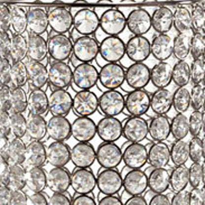 21" Clear And Silver Faux Crystal And Metal Table Vase