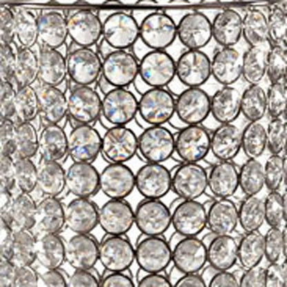 21" Clear And Silver Faux Crystal And Metal Table Vase