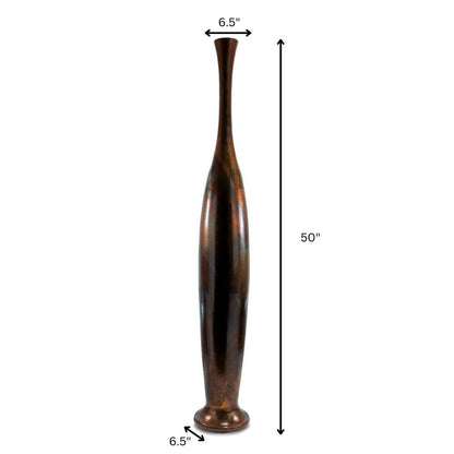 50" Burnished Brown Aluminum Floor Vase
