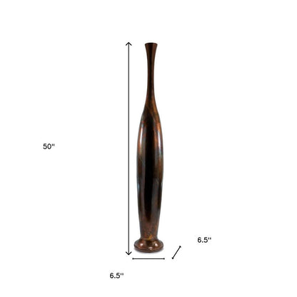 50" Burnished Brown Aluminum Floor Vase