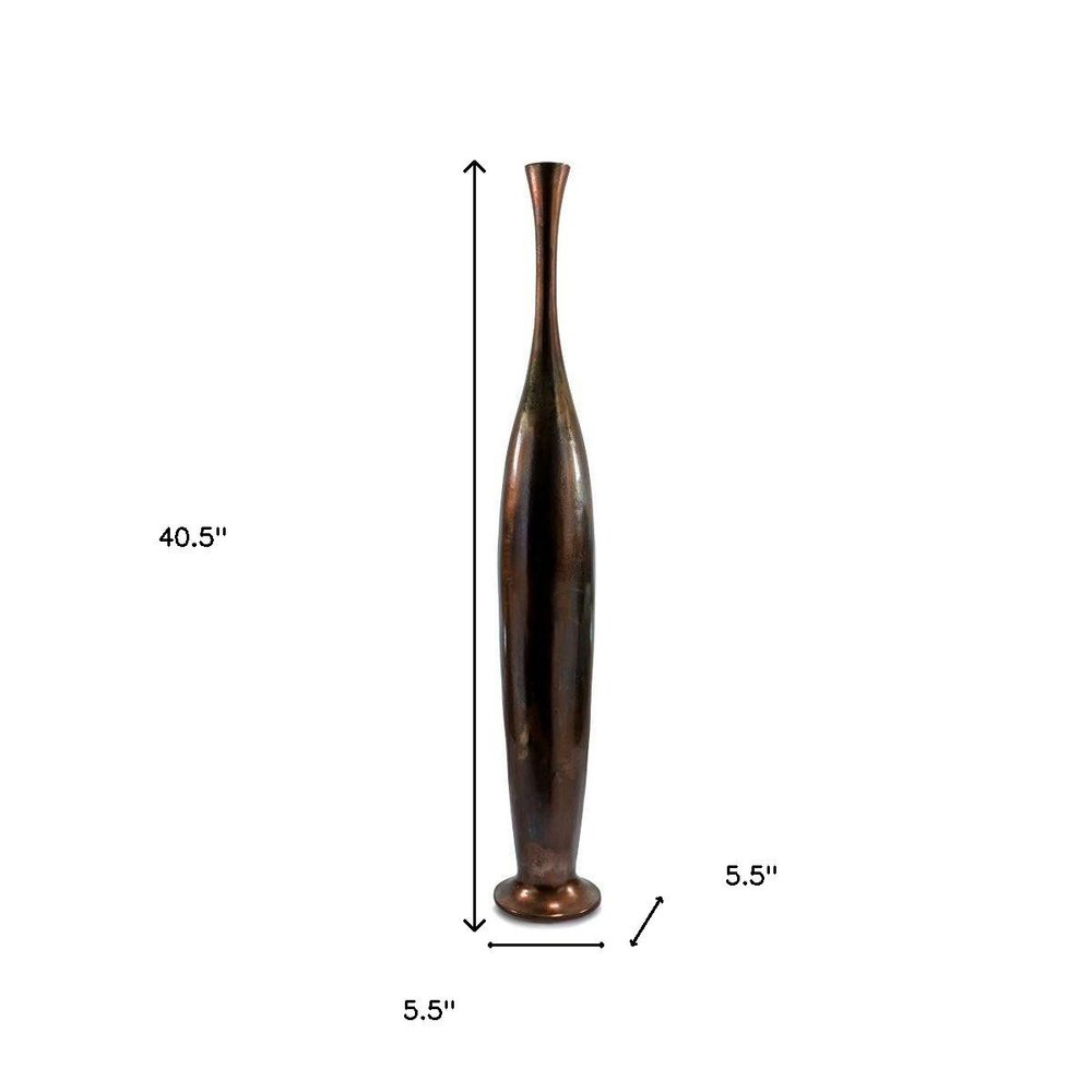 41" Burnished Brown Aluminum Floor Vase