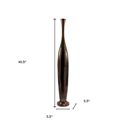 41" Burnished Brown Aluminum Floor Vase