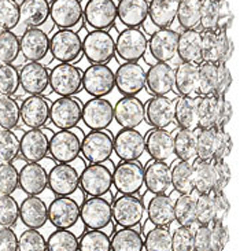 25" Clear And Silver Faux Crystal And Metal Table Vase