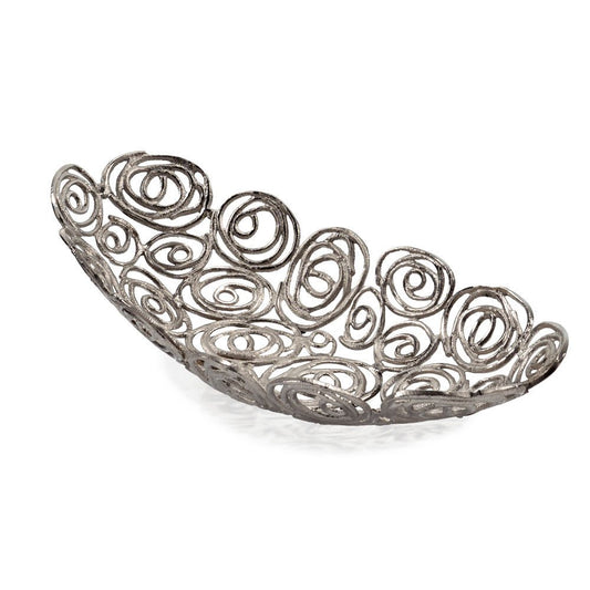 16" Gold Aluminum Abstract Circles Oval Decorative Bowl