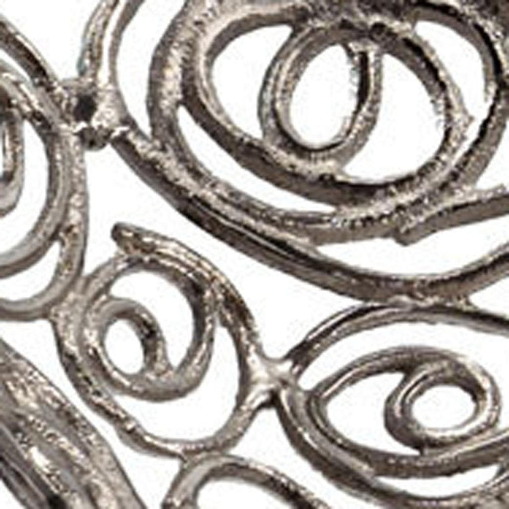 20" Silver Aluminum Abstract Circles Oval Decorative Bowl