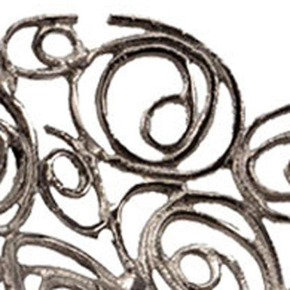 20" Silver Aluminum Abstract Circles Oval Decorative Bowl