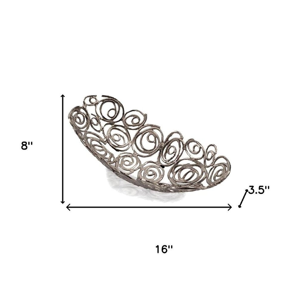 20" Gold Aluminum Abstract Circles Oval Decorative Bowl