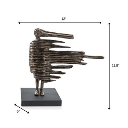 12" Bronze Aluminum Blown Away Woman Tabletop Sculpture