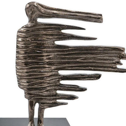 12" Bronze Aluminum Blown Away Woman Tabletop Sculpture
