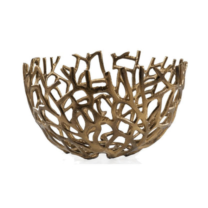 14" Gold Aluminum Asymmetrical Edge Round Centerpiece Bowl