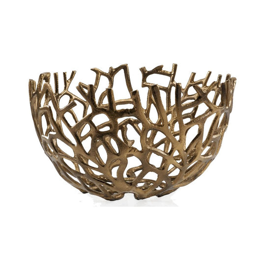 14" Gold Aluminum Asymmetrical Edge Round Centerpiece Bowl