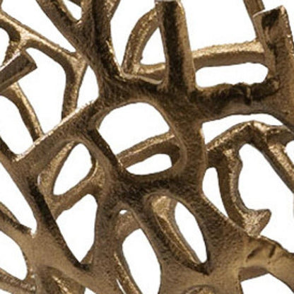 14" Gold Aluminum Asymmetrical Edge Round Centerpiece Bowl