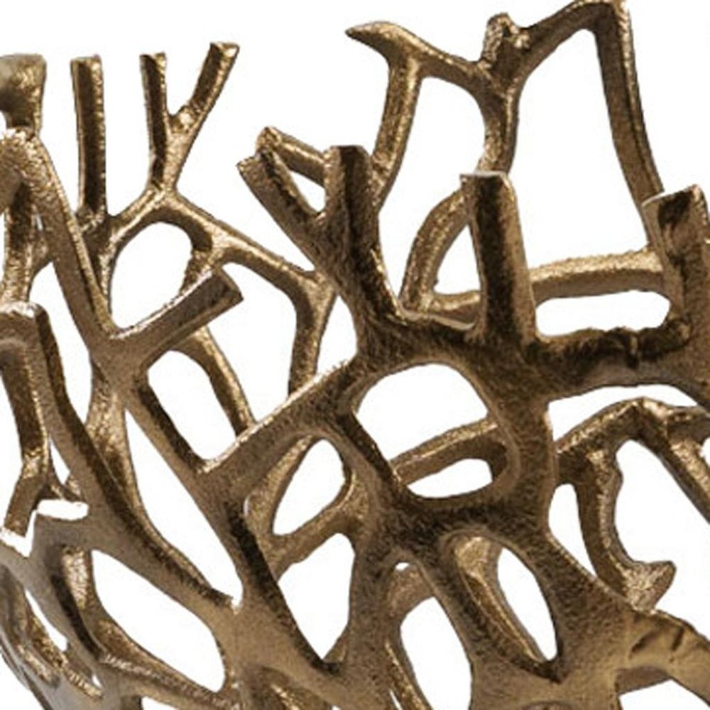 14" Gold Aluminum Asymmetrical Edge Round Centerpiece Bowl