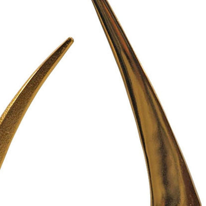 17" Gold And White Aluminum And Marble Abstract Tabletop Sculpture