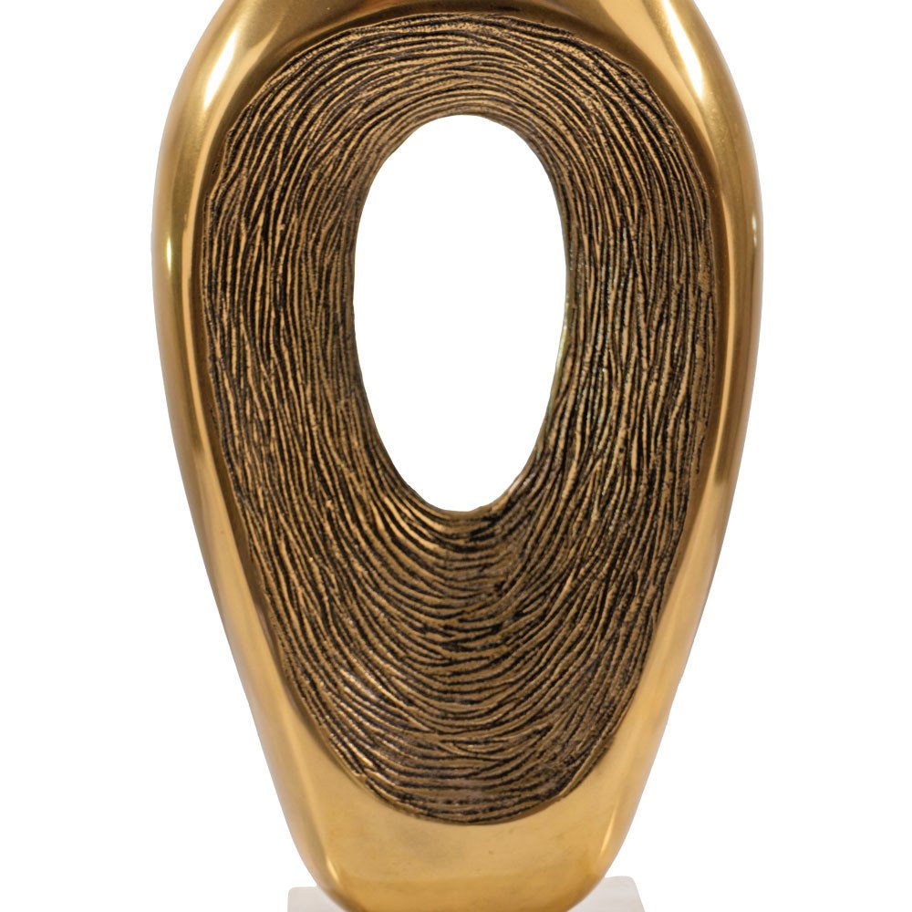 16" Gold And White Aluminum And Marble Abstract Tabletop Sculpture