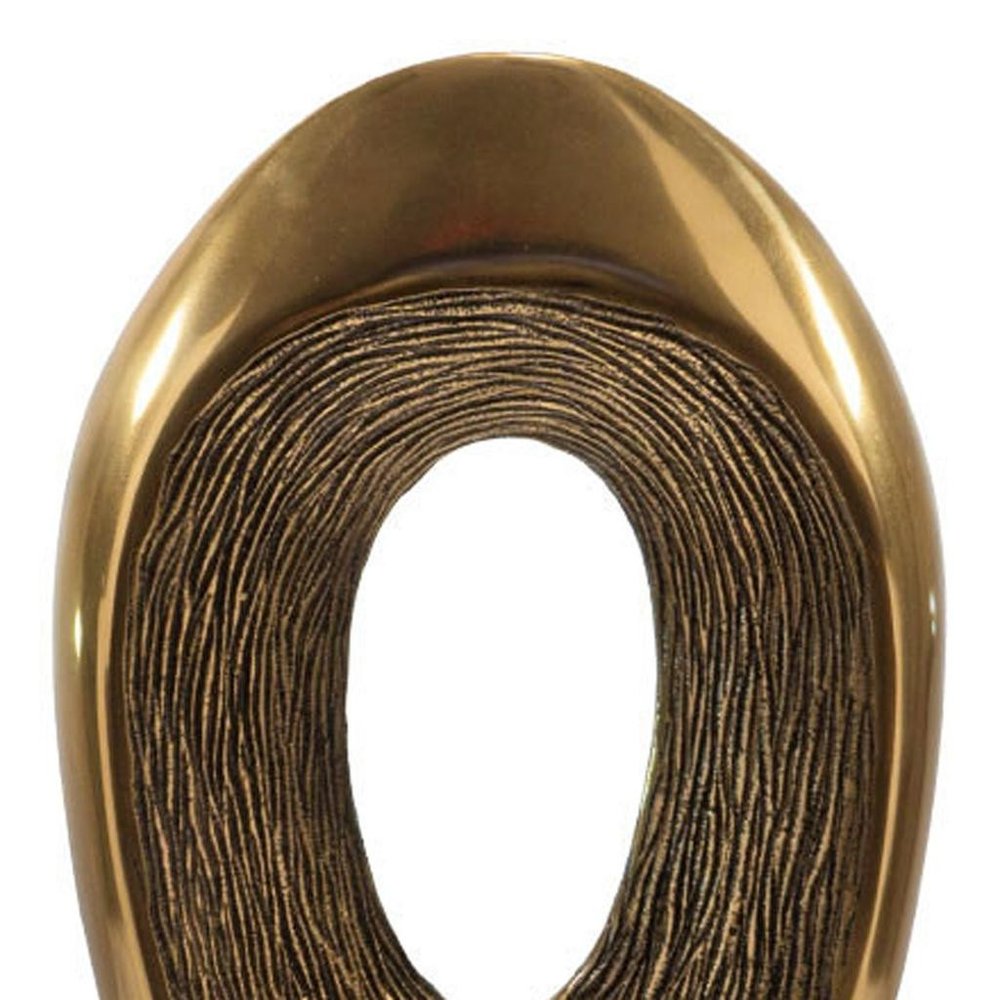 16" Gold And White Aluminum And Marble Abstract Tabletop Sculpture