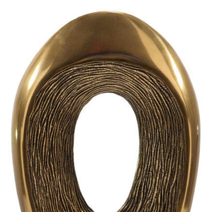 16" Gold And White Aluminum And Marble Abstract Tabletop Sculpture