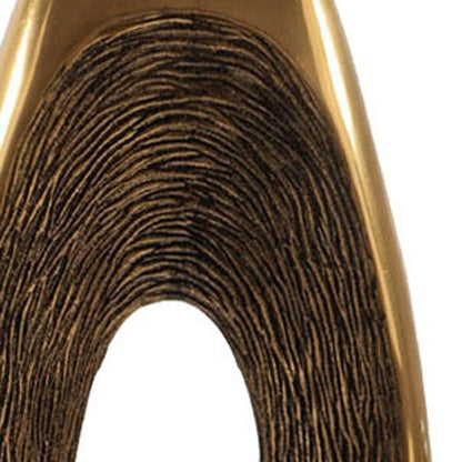16" Gold And White Aluminum And Marble Abstract Tabletop Sculpture