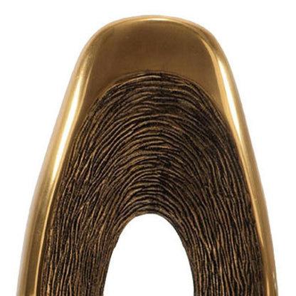 16" Gold And White Aluminum And Marble Abstract Tabletop Sculpture