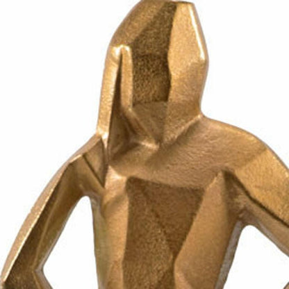 24" Gold And White Aluminum And Marble Woman Tabletop Sculpture