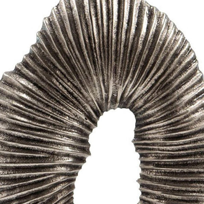 17" Silver And White Aluminum And Marble Tabletop Sculpture