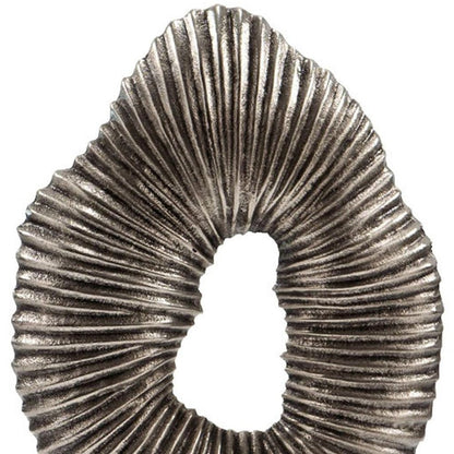 17" Silver And White Aluminum And Marble Tabletop Sculpture