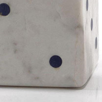 Set of Two White Marble Hand Painted Dice Tabletop Sculpture
