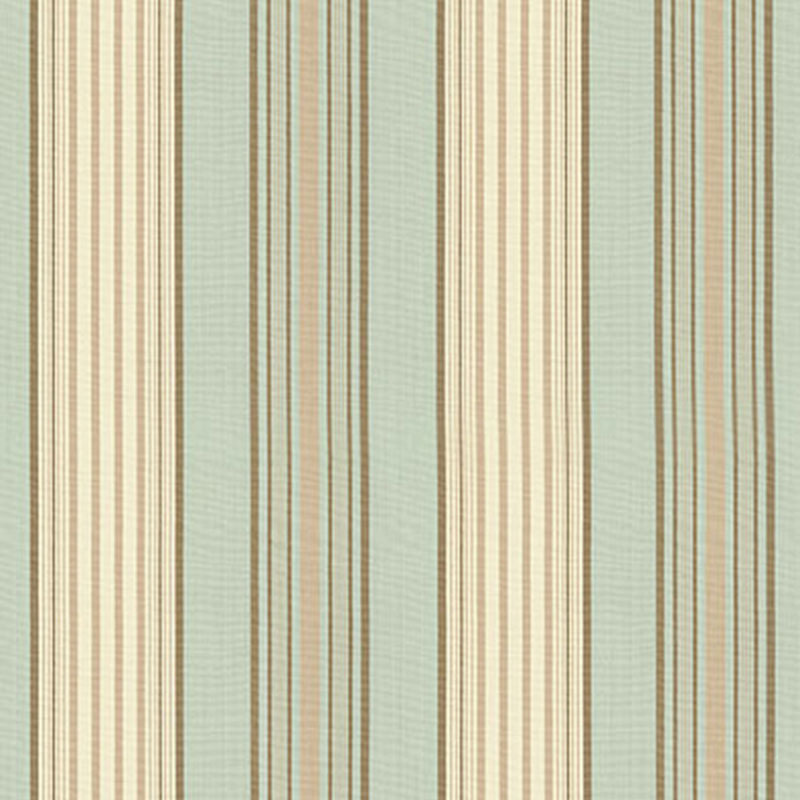 SCHUMACHER  PERENNIAL FAVORITES SARATOGA COTTON STRIPE PATTERN WOVENS PATTERN WOVENS AQUA / FLAX/ MOCHA   - 62962