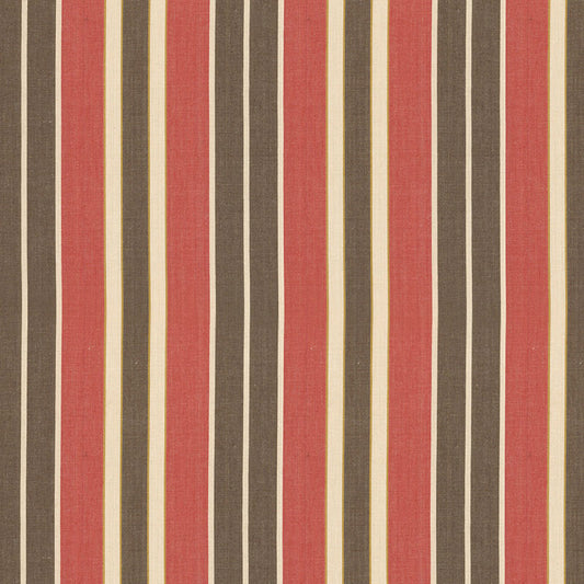 SCHUMACHER  COUNTRY HOUSE COTTONS BEACON COTTON STRIPE PATTERN WOVENS PATTERN WOVENS RED/JAVA/BEIGE   - 62994