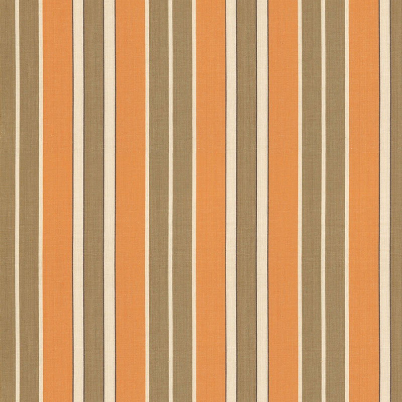 SCHUMACHER  COUNTRY HOUSE COTTONS BEACON COTTON STRIPE PATTERN WOVENS PATTERN WOVENS PUMPKIN/MOCHA/JAVA   - 62995