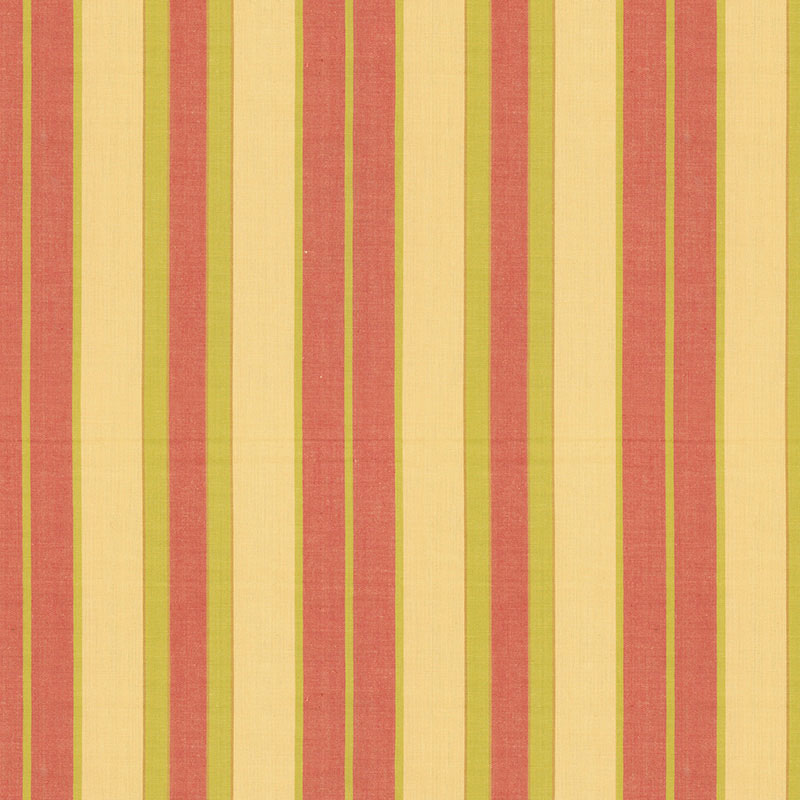 SCHUMACHER  COUNTRY HOUSE COTTONS BEACON COTTON STRIPE PATTERN WOVENS PATTERN WOVENS MAIZE/PEAR/CORAL   - 62996