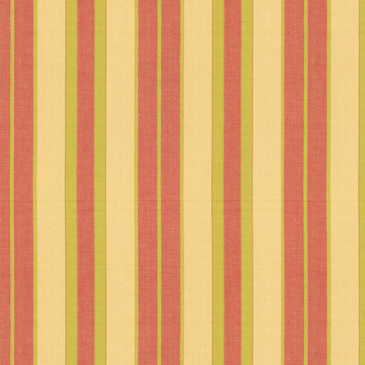 SCHUMACHER  COUNTRY HOUSE COTTONS BEACON COTTON STRIPE PATTERN WOVENS PATTERN WOVENS MAIZE/PEAR/CORAL   - 62996