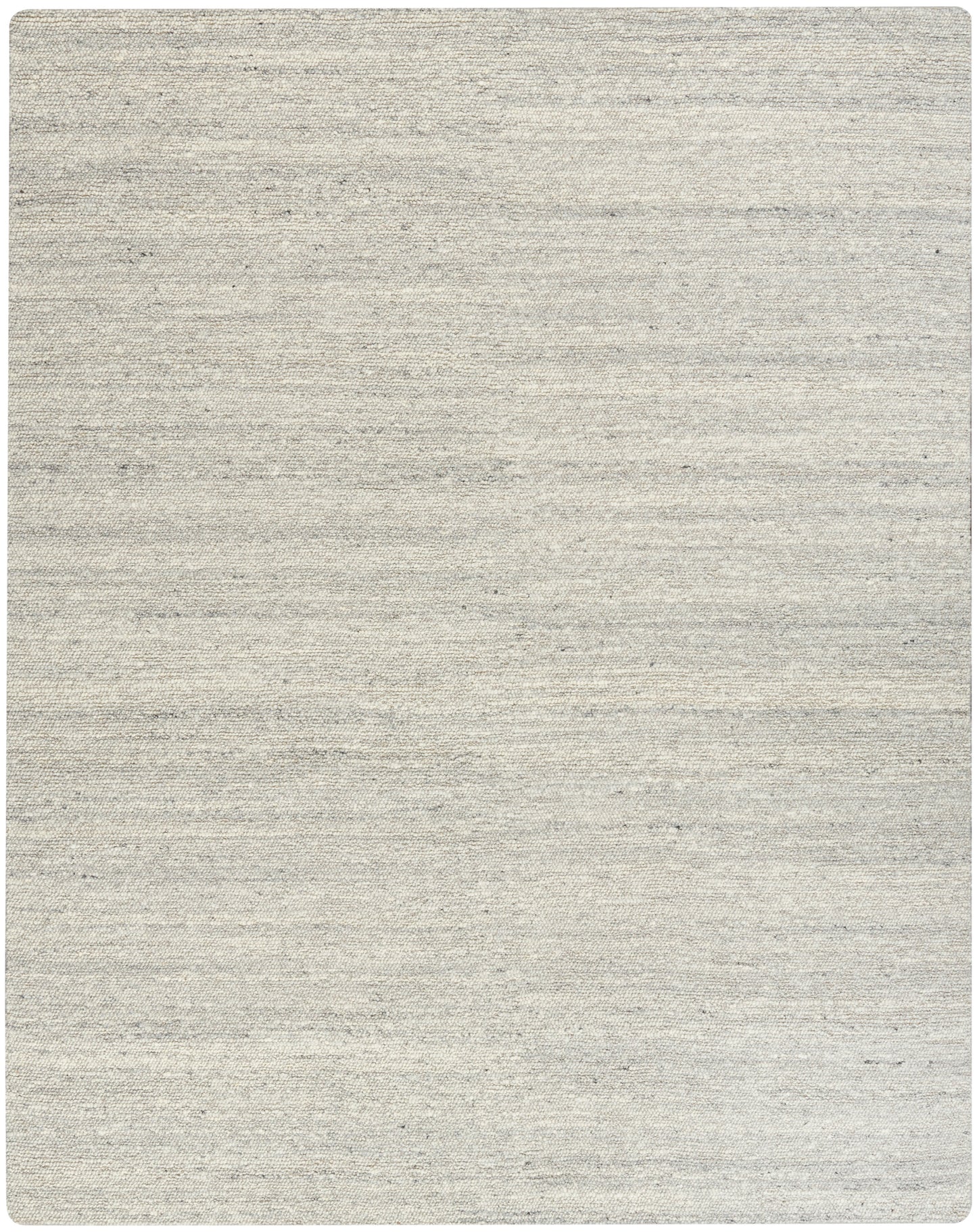 Light beige woven area rug with subtle gray specks, neutral textured floor covering for living spaces.